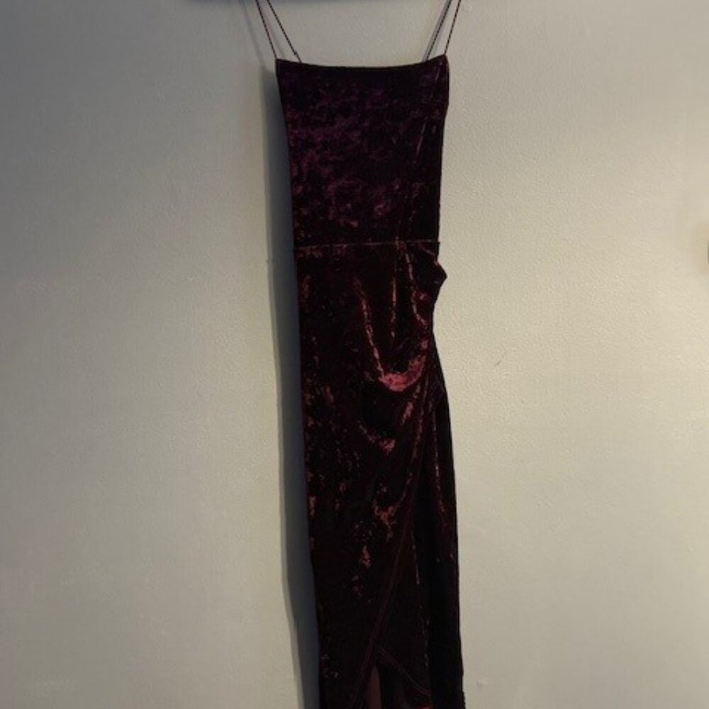 SOLD Almost Famous Burgundy Crushed Velvet Strappy Dress - Picture 2 of 5